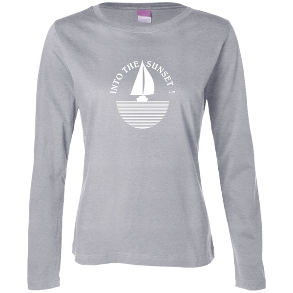 Into The Sunset - White on Ladies Long Sleeve Cotton TShirt